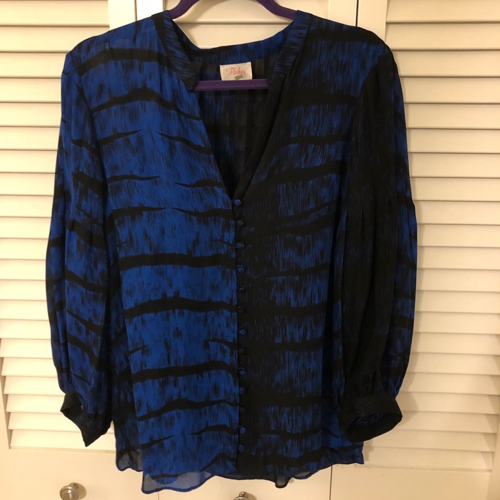 Parker Blue & Black Blouse